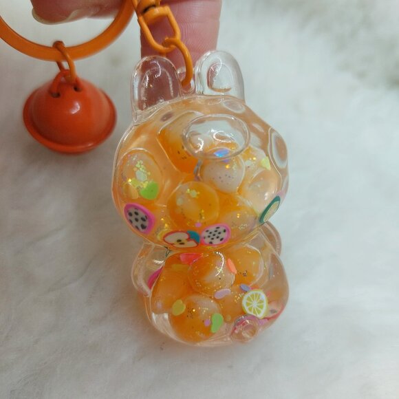 2/$19 Labubu Flowing Sand Exquisite orange keychain with bell - Picture 8 of 8